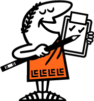 César de Little Caesars sosteniendo un formulario